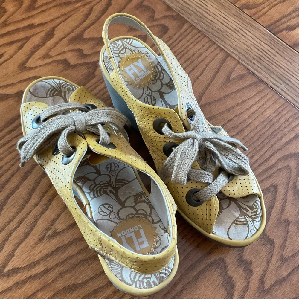 Fly London Lace-Up Wedge Sandals, Women’s Sz 37 (US 6.5-7)